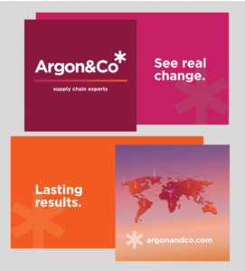 Booth display at Opticon for Argon & Co 2025 logo and taglines: See real change. Lasting results.